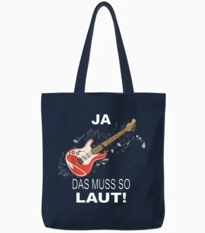 Music Note Guitar T-Shirt, Black Tote Bags - Navy