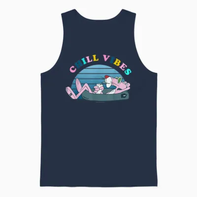 The Casual Vibe of the Pink Panther T-Shirt, Black, S Unisex Tank Top - Navy