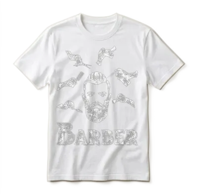 Barber Retro Style Unisex T-Shirt - White