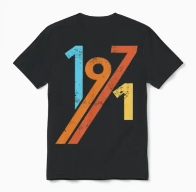 1971 Vintage Retro Birthday Unisex T-Shirt - Black
