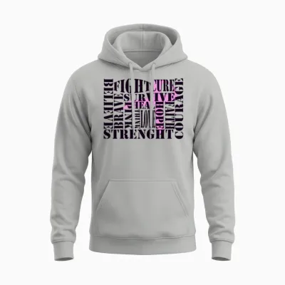 Breast Cancer Words Unisex Hoodie - Ash