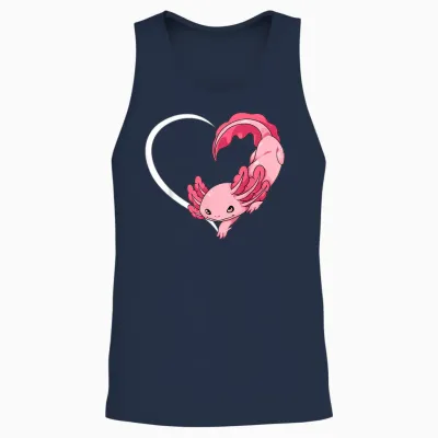 Axolotl T-Shirts for Women Girls Children Axolotl T-Shirt Heart T-Shirt, Black Unisex Tank Top - Navy