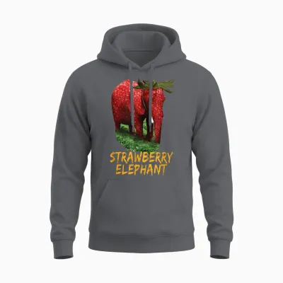 Strawberry Elephant Meme Unisex Hoodie - Charcoal