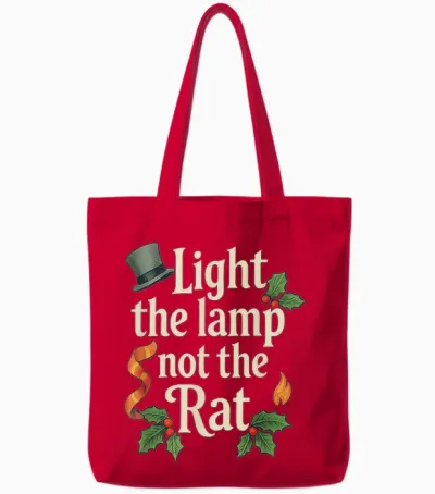 Light the Lamp Not the Rat Funny Christmas Matching Family Tote Bags - Red