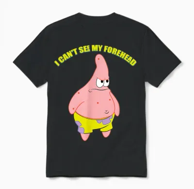 Mademark X Spongebob Squarepants - Patrick Star - I Can't See My Forehead Unisex T-Shirt - Black