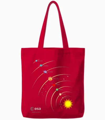 Esa Sonnensystem Planeten Sonne Umlaufbahn T-Shirt, Black Tote Bags - Red