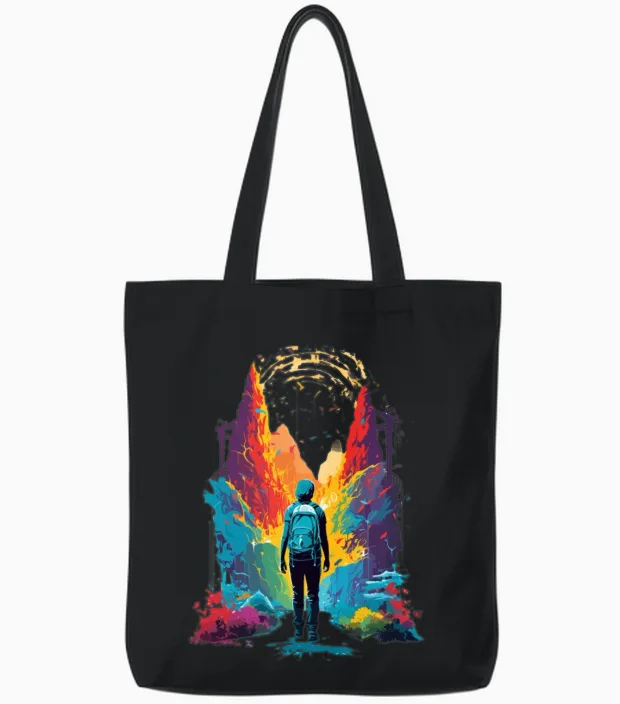 Colorful Hiking & Outdoors Tote Bags in Black