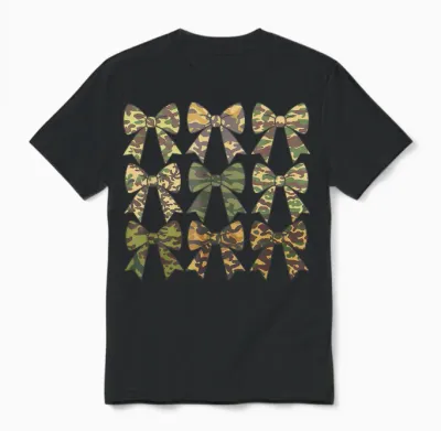 Camouflage Old Camo Bow Camo Coquette Bow Hunting Women Girl Unisex T-Shirt - Black