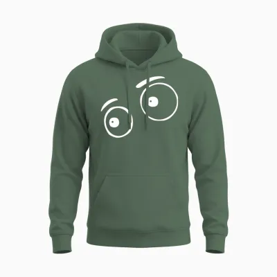 Cute Funny Eyes Unisex Hoodie - Military Green