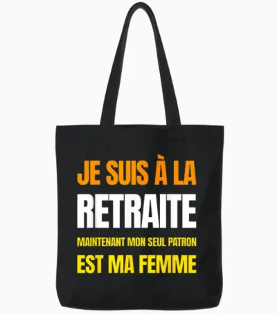 Mon Patron Est Ma Femme Cadeau Départ Retraite 2025 Humour Tote Bags - Black