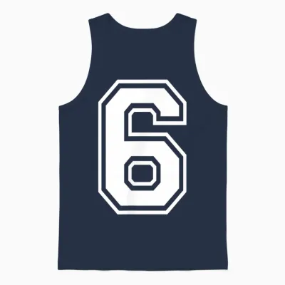 6 Number Six Team Sports Graphic Design Matching Varsity Unisex Tank Top - Navy