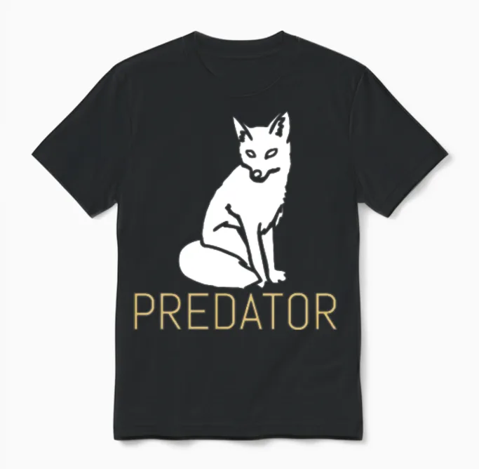 Predator Fox Wildlife Gift Unisex T-Shirt in Black