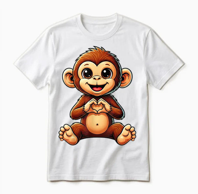 Affe Mit Herz | Süßes äffchen Mit Herzsymbol Unisex T-Shirt in White
