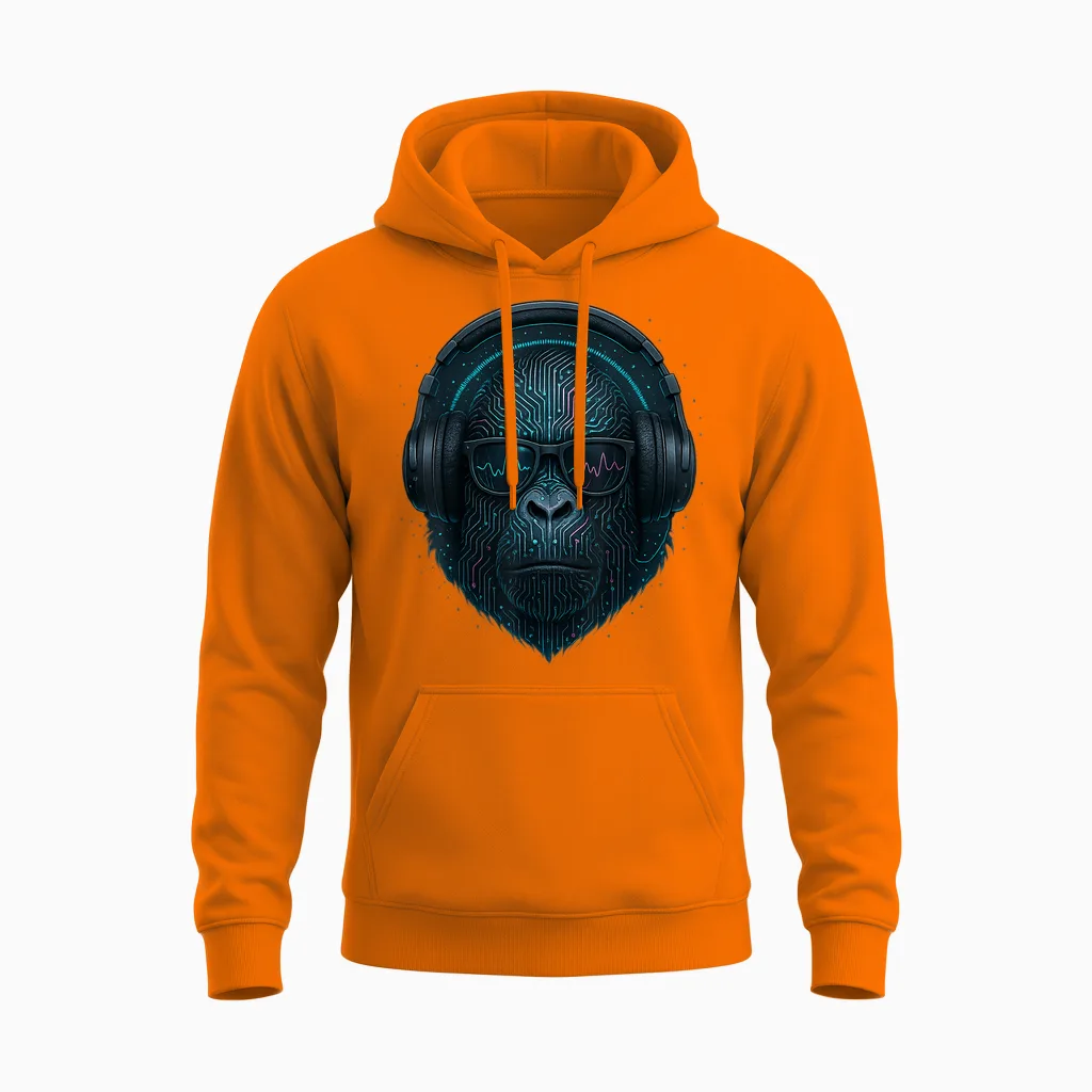 Techno House Electro Minimal Goa Psy Trance Acid Rave Dnb Unisex Hoodie in Safety Orange