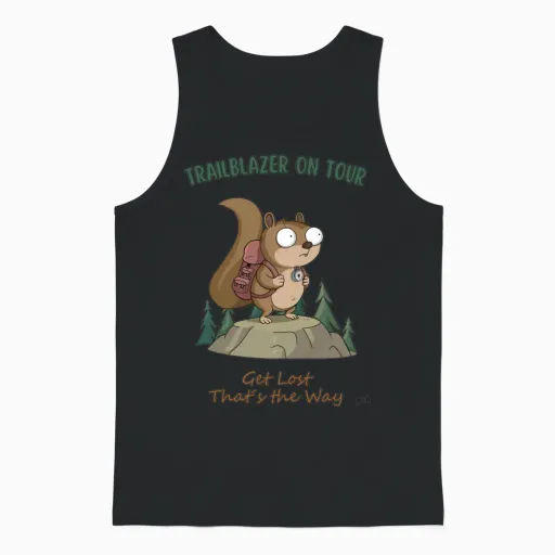 Hiking Squirrel: the Compass Crew Unisex Tank Top in Black