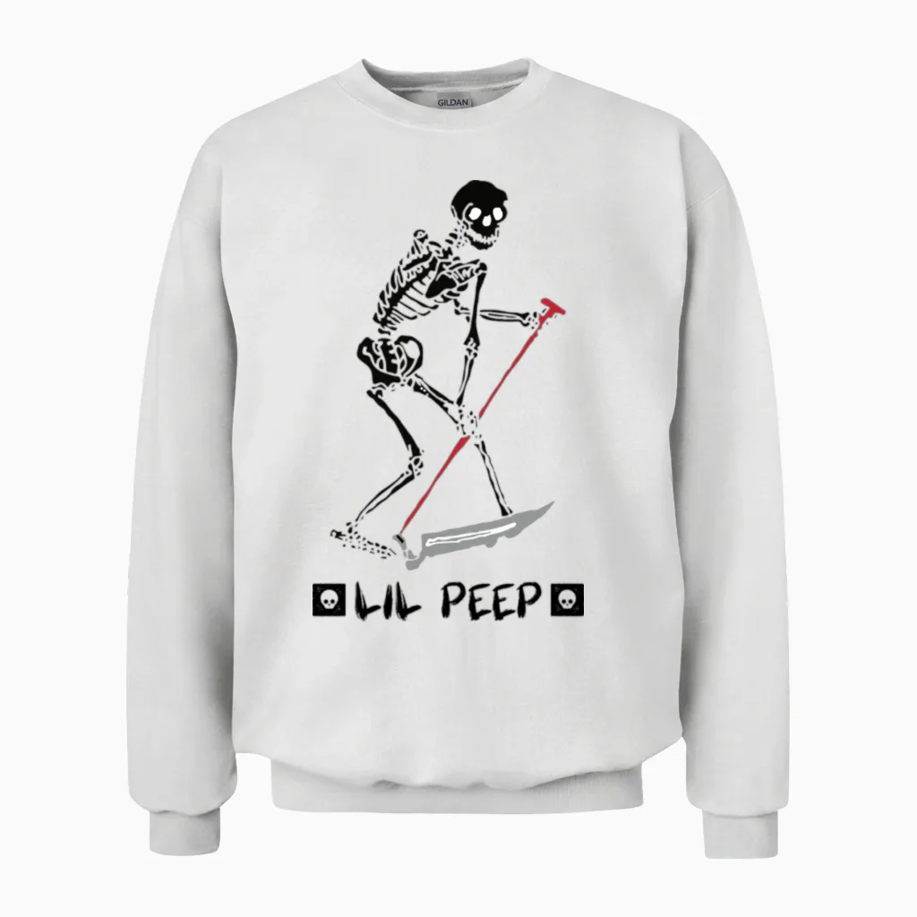Lil Peep Schemaposse Skeleton Unisex Sweatshirt in White