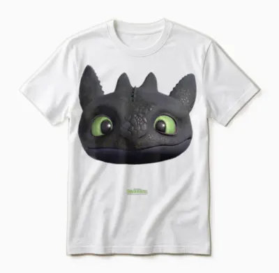 Dreamworks Dragons Toothless Night Fury Big Face Costume Unisex T-Shirt - White