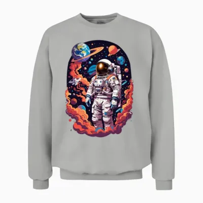 Fanny Astronaut in Galaxy Design Unisex Sweatshirt - Ash