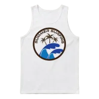 Fresh Hawaiian Style Tshirt Design Summer Surfing Unisex Tank Top - White – 1