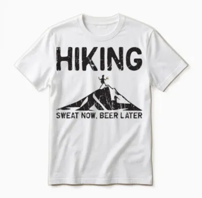 Hiking: Sweat Now, Beer Later - Hiking Unisex T-Shirt - White