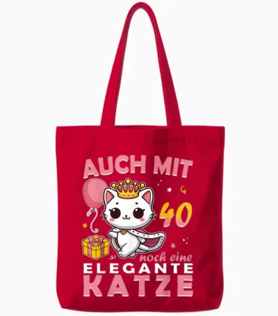 40.geburtstag Frauen Damen Auch Mit 40 Jahre Noch Eine Katze Tote Bags - Red