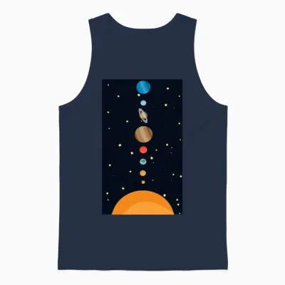 Cartoon Solar System Unisex Tank Top - Navy