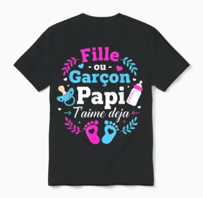 Annonce Sexe Bebe Baby Shower Papi Bebe Fille Ou Garcon Unisex T-Shirt - Black
