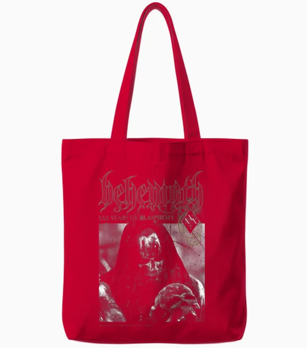 Behemoth Xxx Years Ov Blasphemy Tote Bags in Red