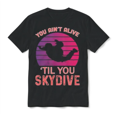 Retro Skydive Skydiver Skydiving Unisex T-Shirt - Black