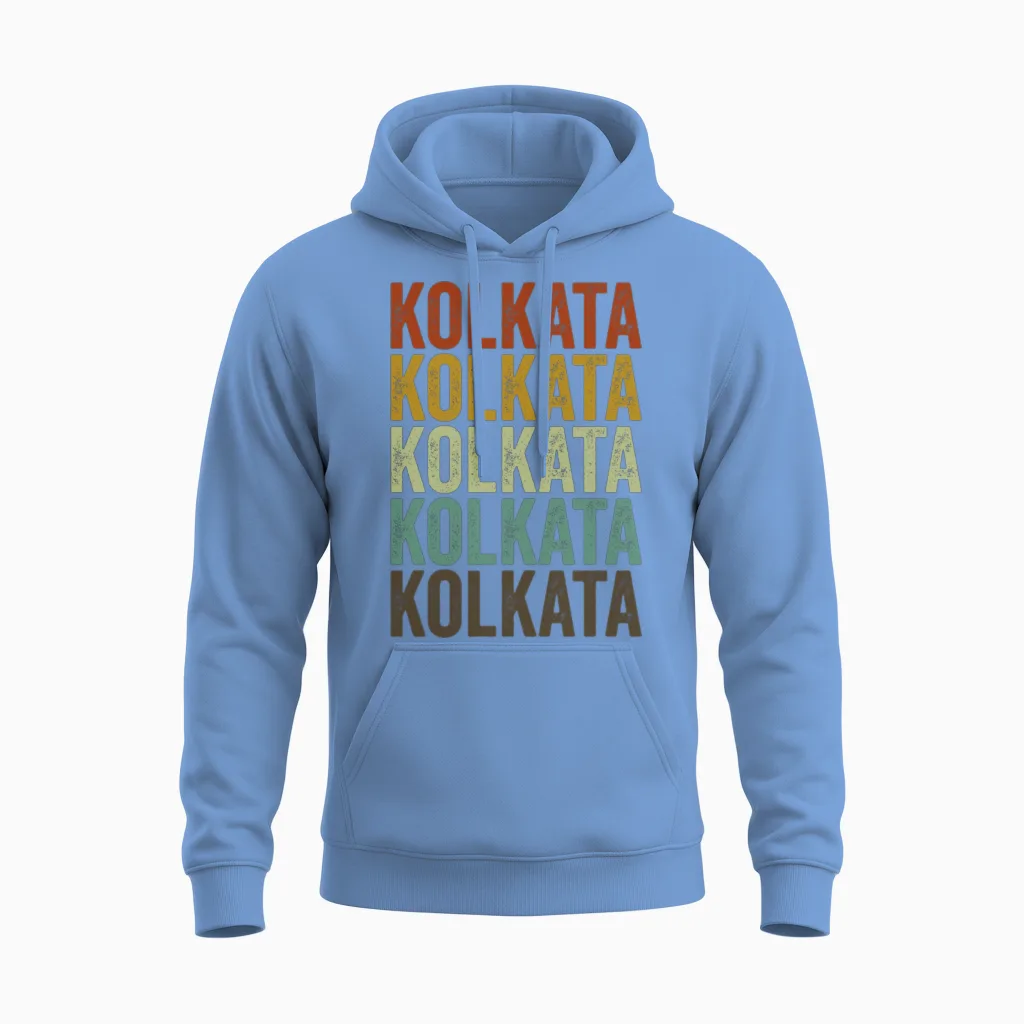 Kolkata India Retro Vintage Unisex Hoodie - Carolina Blue