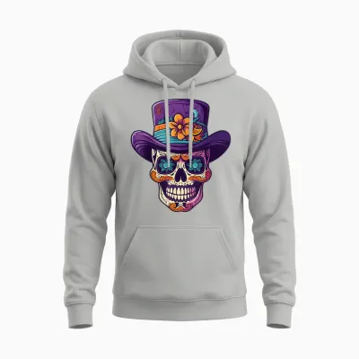 Mardi Gras Sugar Skull Parade Mask Festival Carnival T-Shirt, Black Unisex Hoodie - Ash