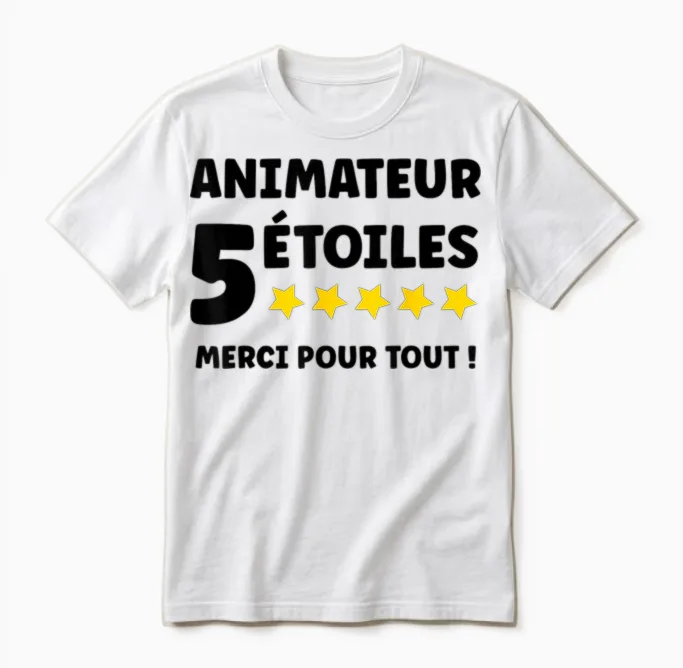 School Extracurricular Animator 5 Stars Merci Animateur Unisex T-Shirt in White
