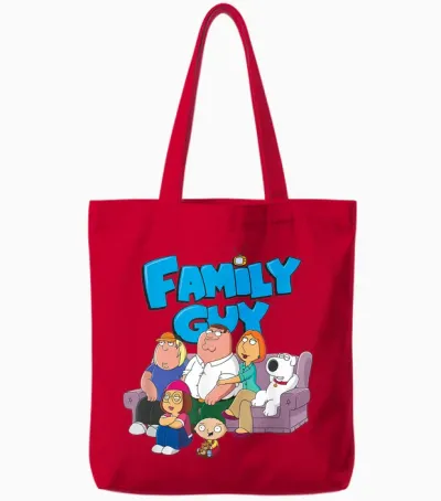 Family Guy Griffin Family with Logo Cartoon Tote Bags - Red