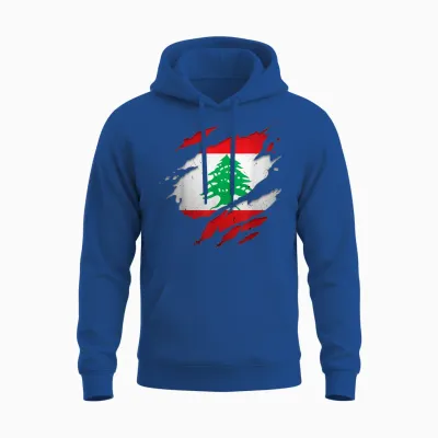 Stolze Libanesische Hemden | Zerrissene Libanon-Flagge Unisex Hoodie - Royal