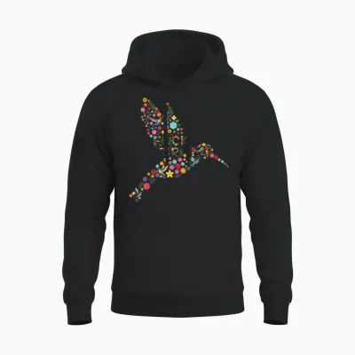 Subtle Anti Trump Floral Hummingbird Hidden Message Unisex Hoodie - Black