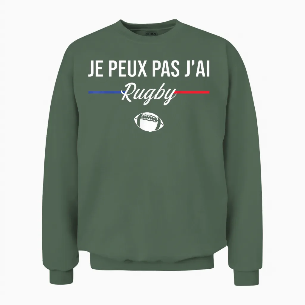 Je Peux Pas J'ai Rugby Player Funny Rugby Players Unisex Sweatshirt in Military Green