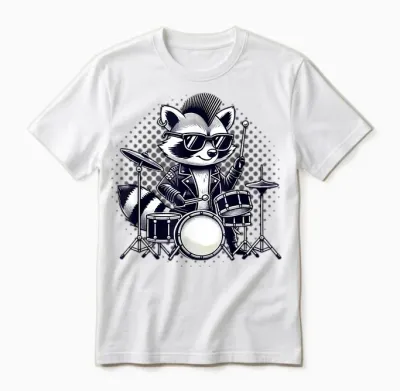 Drummer & Drums | Musician, Music | Boys, Funny Raccoon T-Shirt, Black, S Unisex T-Shirt - White