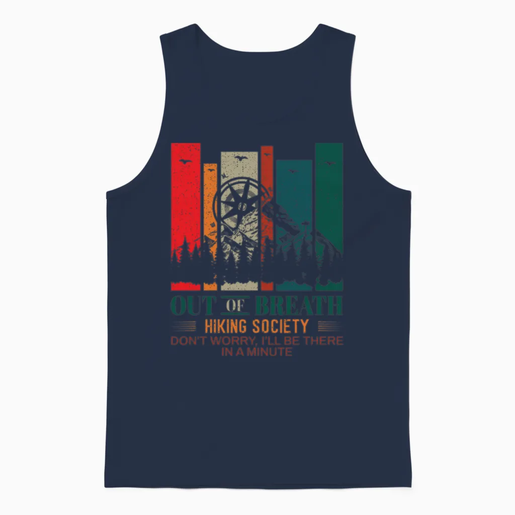 Out of Breath Hiking Society Unisex Tank Top in Navy