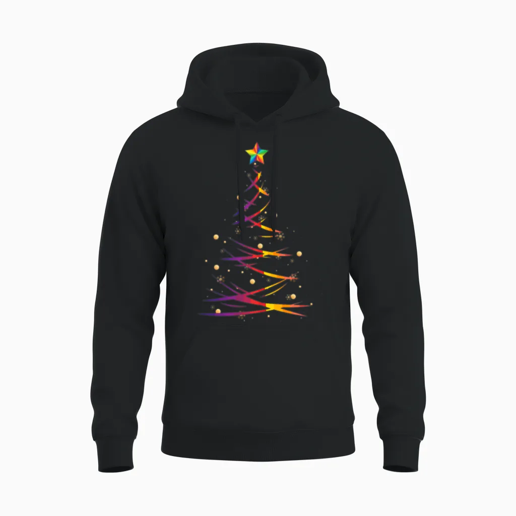 Christmas Fir Tree Unisex Hoodie in Black