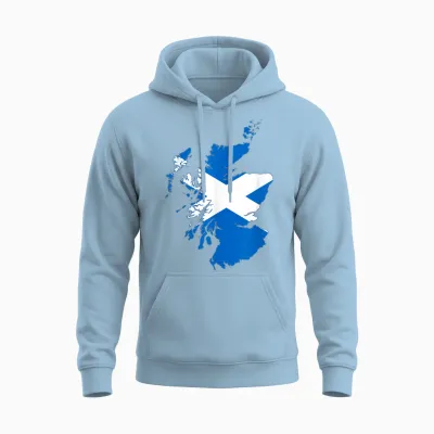 Scotland T-Shirt Scotland T-Shirt Scotland Flag Scotland T-Shirt, Black Unisex Hoodie - Light Blue