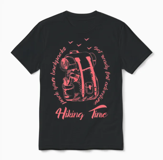 Hiking Times Summer Vacation Fun Unisex T-Shirt in Black