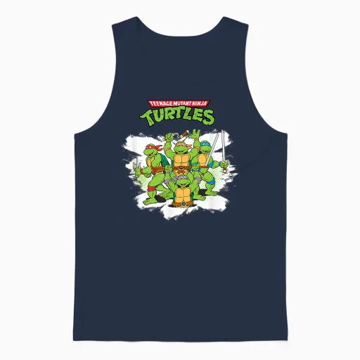 Mademark X Teenage Mutant Ninja Turtles - Original Teenage Mutant Ninja Turtles Classic Retro Logo Unisex Tank Top - Navy