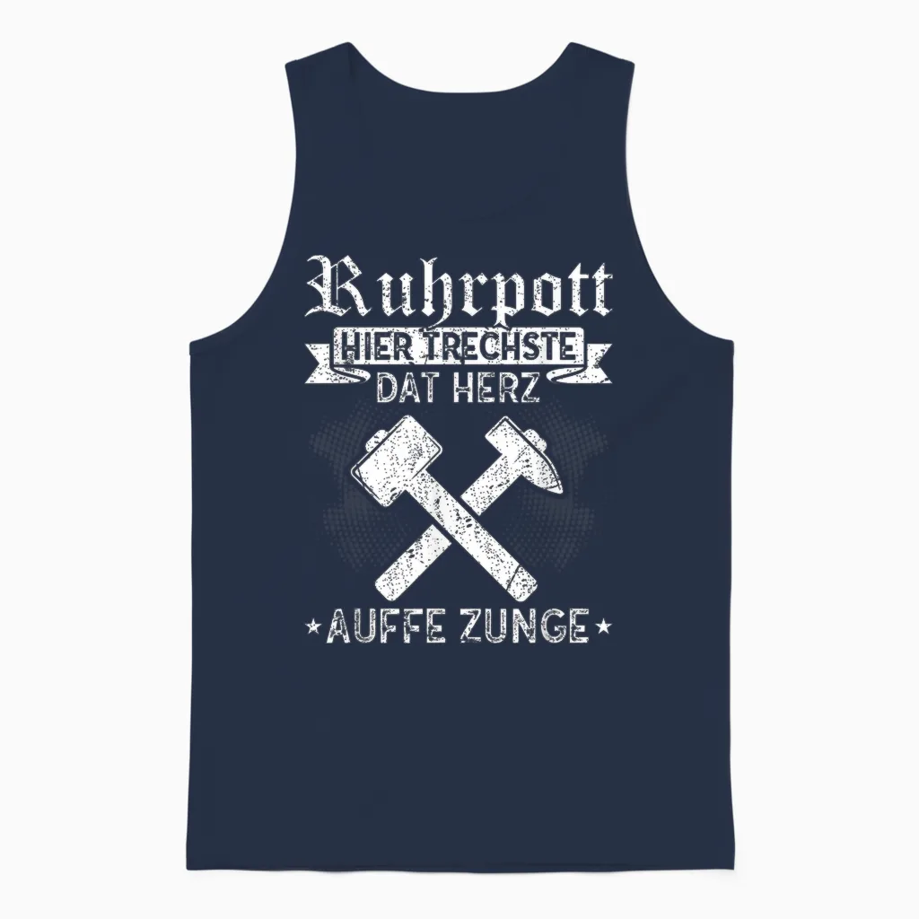 Ruhrpott Heimatliebe Zeche Bergbau Glück Auf Pott T-Shirt, Black Unisex Tank Top in Navy