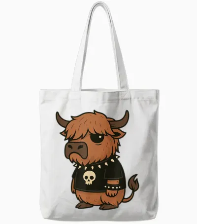 Vache Highland Gothique Drôle Emo Punk Tote Bags - White