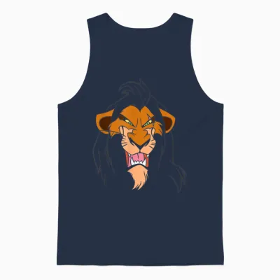 The Villains of Disney Scar Big Face T-Shirt, Black, S Unisex Tank Top - Navy
