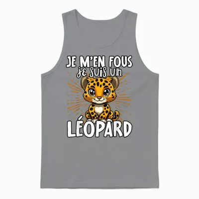 Je M'en Fous Je Suis Un Leopard - Cute Leopard T-Shirt, Black, S Unisex Tank Top - Sport Grey