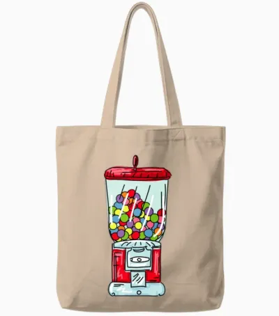 Retro Gumball Machine Tote Bags - Natural
