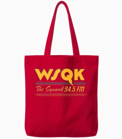 Stranger Things Season 5 Wsqk the Squawk 94.5 Fm Retro Logo Tote Bags - Red