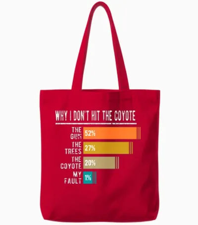 Coyote Hunter Saying Funny Coyote Hunting Tote Bags - Red