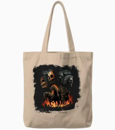 Horsemen of the Apocalypse Skulls Tote Bags - Natural